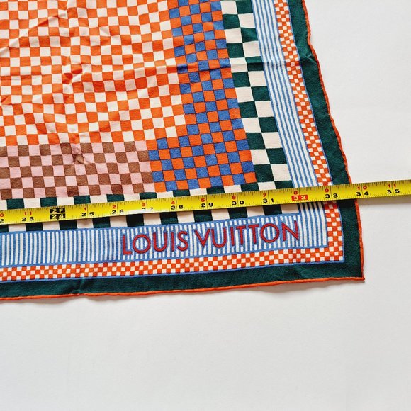 New Louis Vuitton 100% Silk Checked Limited Edition Scarf 34" x 34" - Picture 6 of 11
